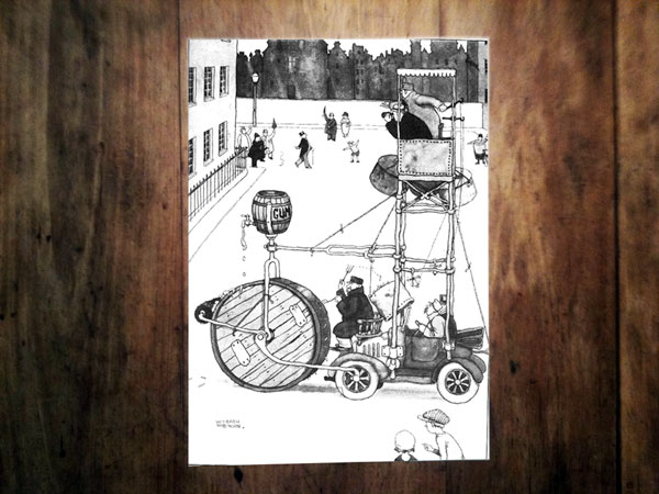 Slide 9: Heath Robinson's street cleaning machine